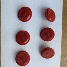 VTG Set of 6 Bright Red Plastic Buttons Metal Shanks Square Knob At Center 3/4”