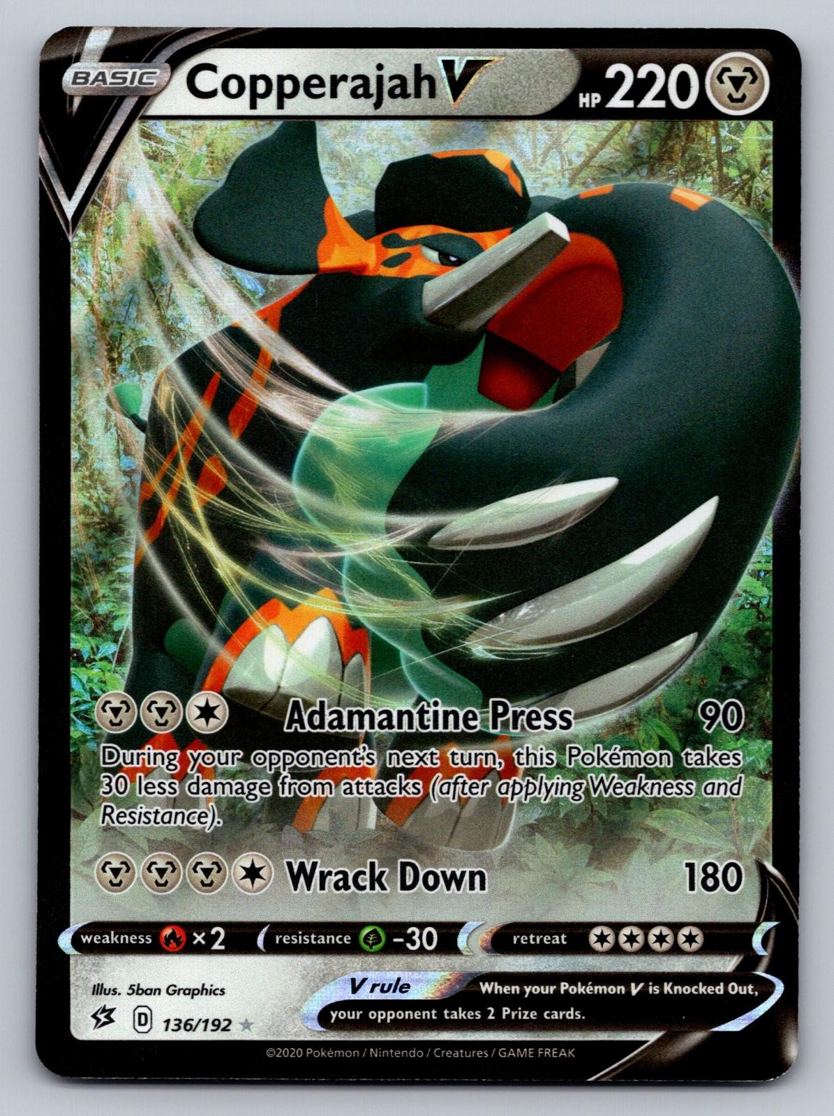 Copperajah V 136/192 Holo V Rare Rebel Clash Pokemon Near Mint
