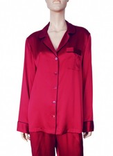 NEIMAN MARCUS sz XL Two Piece Silk Satin Pajama Set in Berry Red