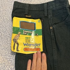 VTG Women  s Wrangler 28x34 Slim Fit Heavyweight Grn Denim Jean Cowboy Cut 936GRL