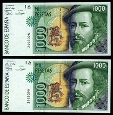 E703 SPAIN 1000 Pesetas 1992 HERNAN CORTES SC /Pair Pick 163