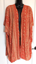 Floral spring print kimono mixed orange cream caftan cardigan boho O/S Japna