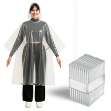 Clear Disposable Rain Ponchos with Hood for Adults - Thicker Gauge, Lightweight