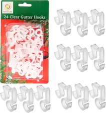 48pcs Large Gutter Hooks Clear Christmas String Rope Light Hanger Plastic Clips 