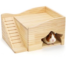 Guinea Pig Castle, 11.8 x 9.4 x 6.7 Inch Large Hamster Wood Hideout House wit...
