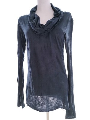 NU BY STAFF Damen Bluse Gr. M Marineblau Langer Ärmel Einfarbig Drapierter