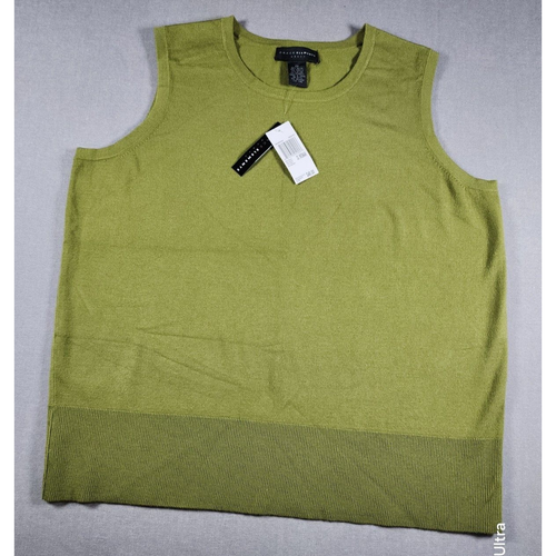 Grace Elements NWT Womens Sweater Vest 2X Lightweight Green Preppy Academia Gpa