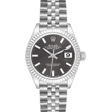 Rolex Datejust 28 Steel White Gold Dark Grey Dial Ladies Watch 279174 Card