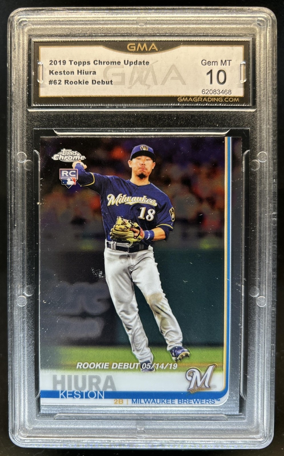 Keston Hiura #68 2019 Panini National Treasures Baseball Rookie Material Signatures 2