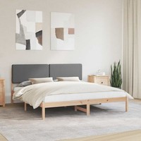 Bettgestell Mit Gepolstertem Kopfteil Dunkelgrau 180 X 200 Cm