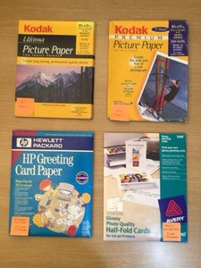 Blank Kodak Inkjet Glossy Photo Paper - HP & Avery Greeting Cards - (Opened)