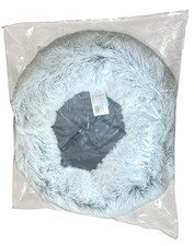23" Dog Bed - Calming Lux Donut, Faux Fur - Shag Frost - Pets Up To 25 Pounds