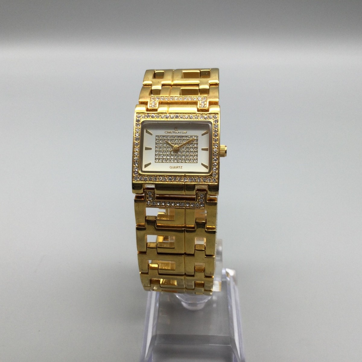 24mm Gold-Tone Crystal Watch with Roman Numerals Gold Tone Watch andBracelet Set Roman Numeral Dial Crystal  main image 4