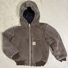Vintage Y2K Carhartt YOUTH Y06ch Color brown hooded work wear jacket