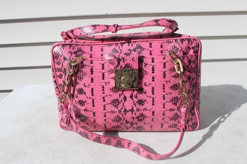 VERSACE Collection Shoulder Bag PINK SNAKE Leather Satchel Handbag EUC Italy