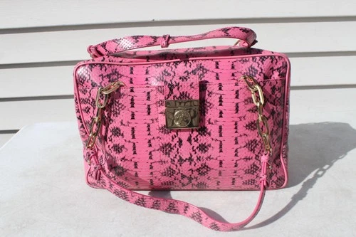 VERSACE Collection Shoulder Bag PINK SNAKE Leather Satchel Handbag EUC Italy