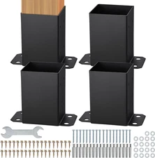 VEVOR 4X4 Post Base 4 Pcs, Inner Size 3.6"X3.6" Post Base Brackets, Heavy Duty P