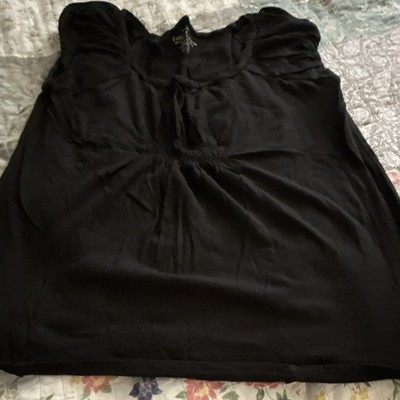 Faded Glory Women's L Black Solid Scoop Neck Knit Cotton/Modal Ruffle Tank