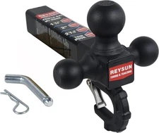 Patented Forged Trailer Hitch Tri-Ball Hitch with Hook: 3 Sizes in 1 Tow Ball
