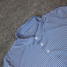 Vineyard Vines Polo Shirt Men's Large Blue Performance Preppy Whale Striped