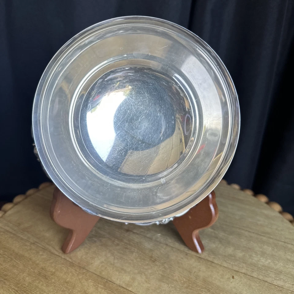 Antiguo bote de salsa Gorham plateado Rondo Gravy con plato adjunto Foto 3 de 4