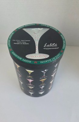 LOLITA 10-OUNCE  ''PEPPERMINTINI'' MARTINI GLASS  WITH BOX  RETIRED SEE PICS