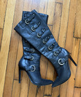 Harley-Davidson Janelle Women’s 8.5 Black Leather Knee High Zip Buckle Boots