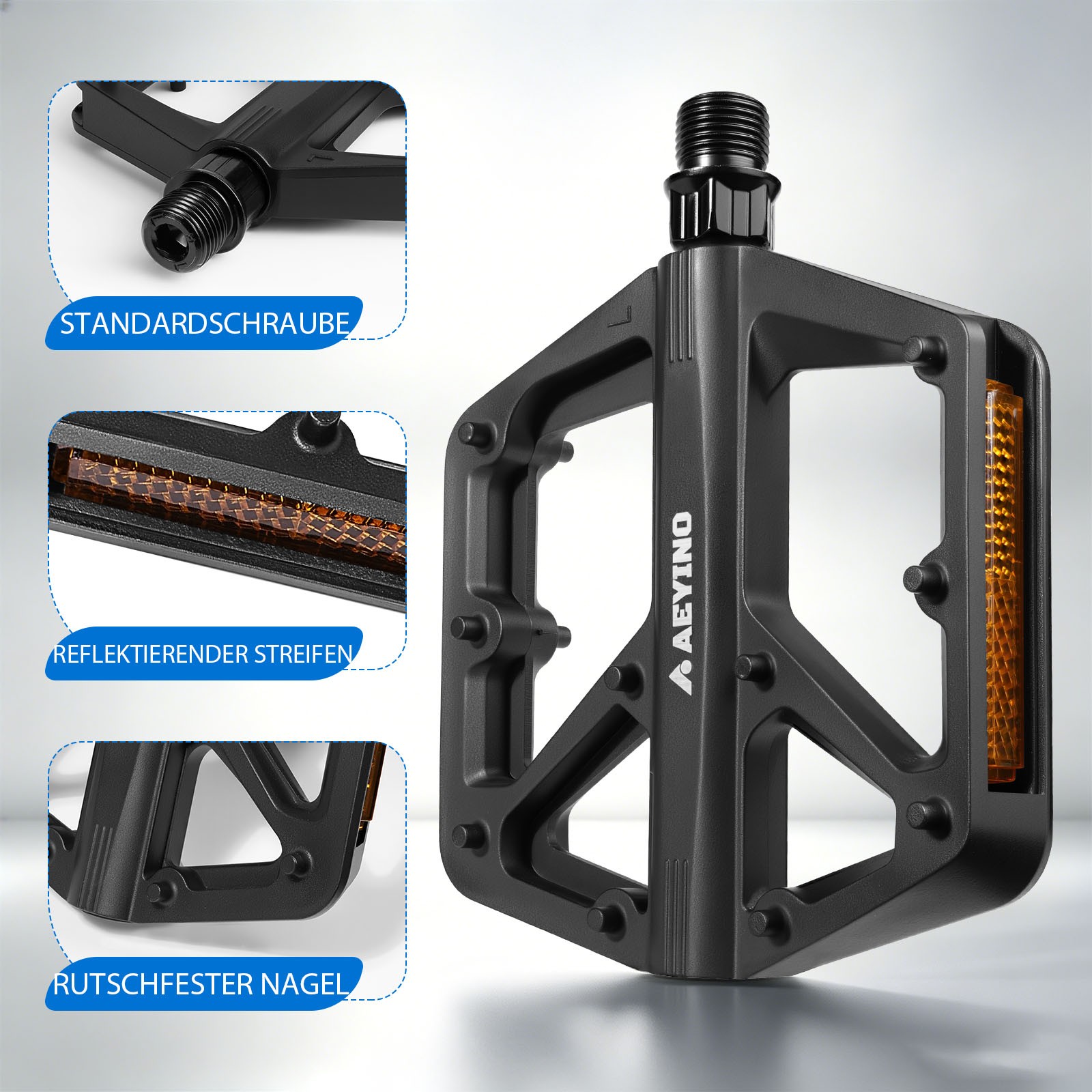 1 Paio Pedali Piattaforma Nylon 9/16 Pollici Riflettenti per Bici da Corsa MTB BMX foto 4