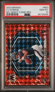 2023 Panini Mosaic CJ Stroud NFL Debut Camo Red #ND3 PSA 10 