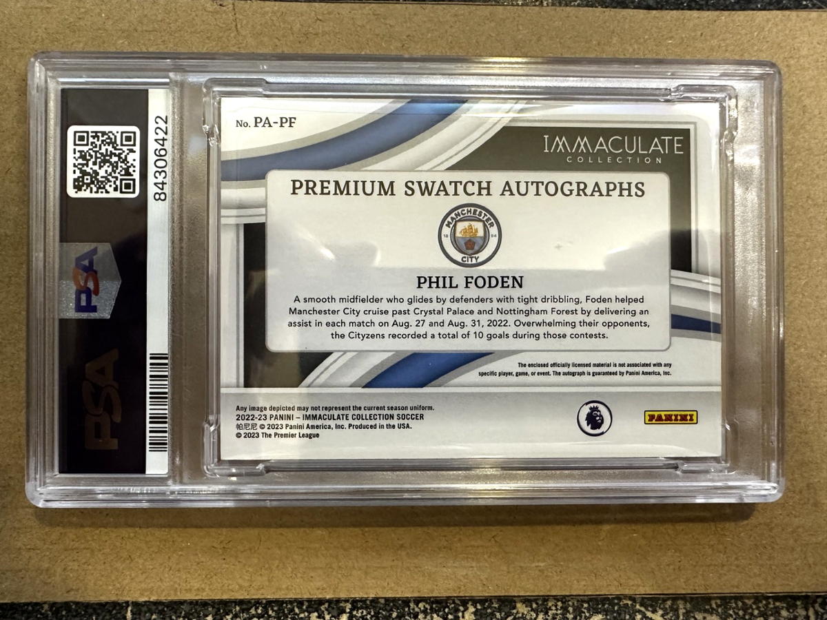 Phil Foden 2022-23 Panini Immaculate Premium Patch Auto #/33 PSA 9 