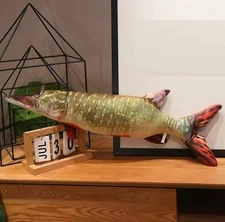 Northern Pike Fish Print Pillow Plush Toy 14" Stuffed Animal Toddler Kids Doll