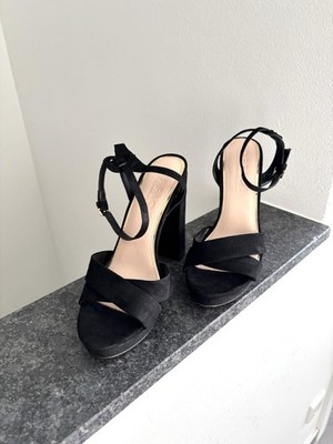 Office London schwarze Plateau-Sandaletten mit Blockabsatz
