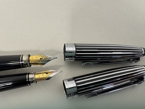 Daniel Hechter Fountain Pen Set Black Chrome Trim Medium Nib Gift Boxed Set - Picture 14 of 14