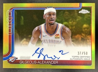 2025 26 Topps Chrome Shai Gilgeous Alexander Auto Gold Refractor #/50 Thunder