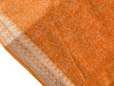 Pure Silk Sari / Silk fabric 5 yards/ Recycled Natural Vintage Fabrics PSS17802