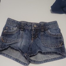 Arizona Jean Co. girls Blue Denim Cut Off Shorts Lace Accents Stretch