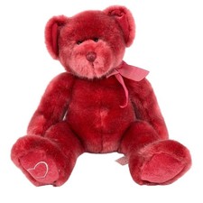 Russ Cheri Bear Plush 15 Inch Berry Pink Silver Heart Foot Beans Sitting Stuffed