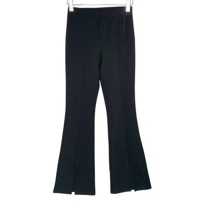 MNG Mango High Rise Front Slit Flare Bootcut Ponte Pants S NEW Black Stretch