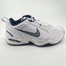 Nike Air Monarch IV Mens Size 10 4E White Blue Athletic Leather Shoes Sneakers