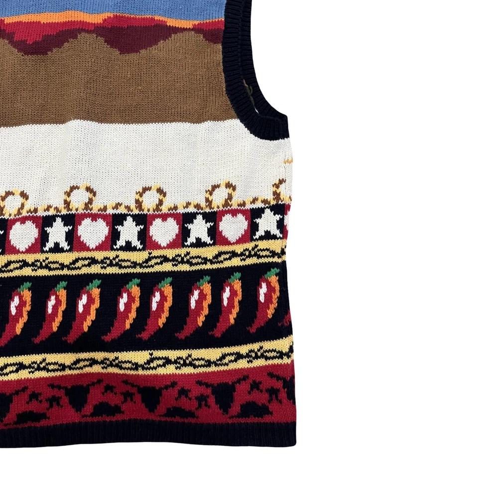 The Eagles Eye 1993 90s Cowboy Horse Western Vest Size M Christmas Ugly Sweater - Image 3 of 4