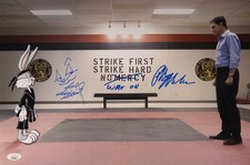 Ralph Macchio & Guy Gilchrist Signed 12x18 Bugs Bunny Cobra Kai "Wax On" JSA