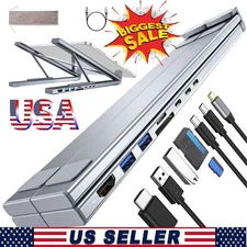 USB C Laptop Docking Station Stand, USB C Dock Tablet Stand, 8 in 1 USB C Hub...