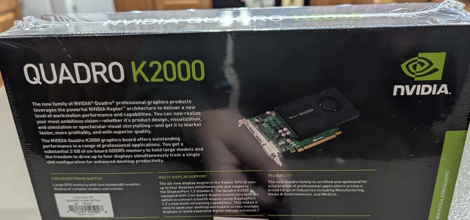 NEW SEALED NVIDIA Quadro K2000 Professional Graphics Card PNY 2GB GDDR5 - Image 3 of 3