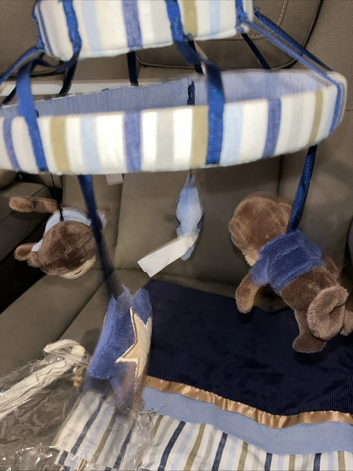 Carter's RockStar Monkey & Star 2012 móvil de peluche con cenefa a juego azul tostado Foto 2 de 4