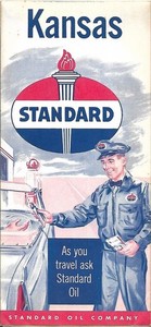 1958 STANDARD OIL Road Map KANSAS Wichita Hutchinson Salina Topeka US Route 66