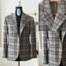 Men Check Suit Classic Jacket Single Breasted Notch Lapel Business Street Style