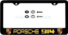 License Plate Frame Black Stainless Steel Vinyl Lettering FOR Porsche 914