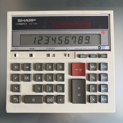 Sharp Compet CS-1130 Taschenrechner / Made in Japan 1988