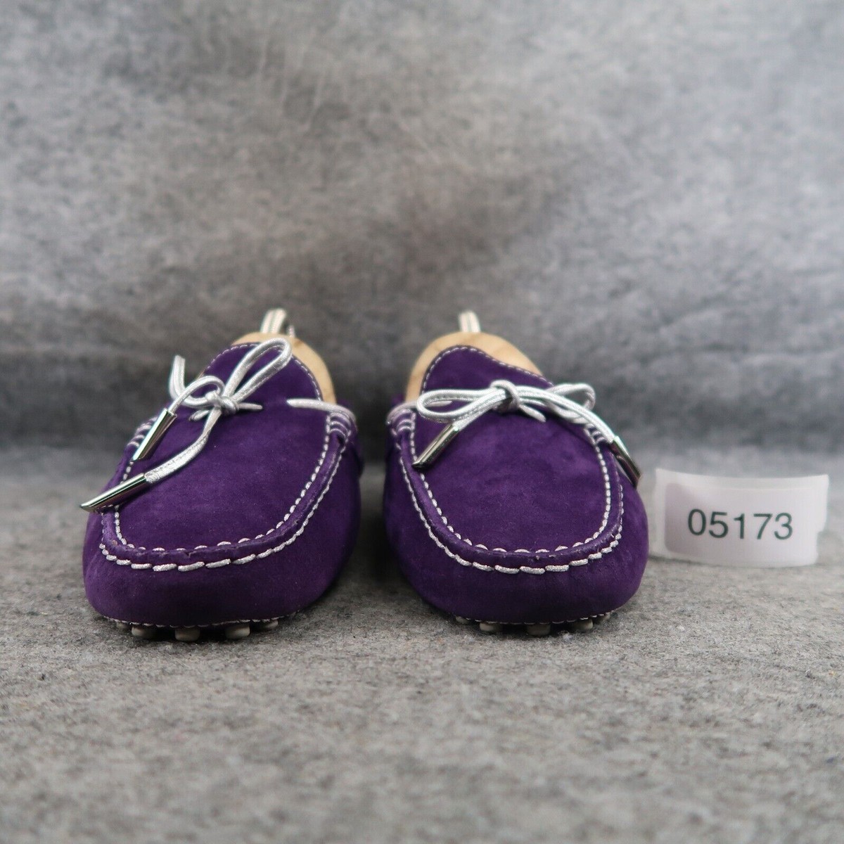 Tods Shoes Womens 38.5 Driving Loafer Gommino Purple Suede