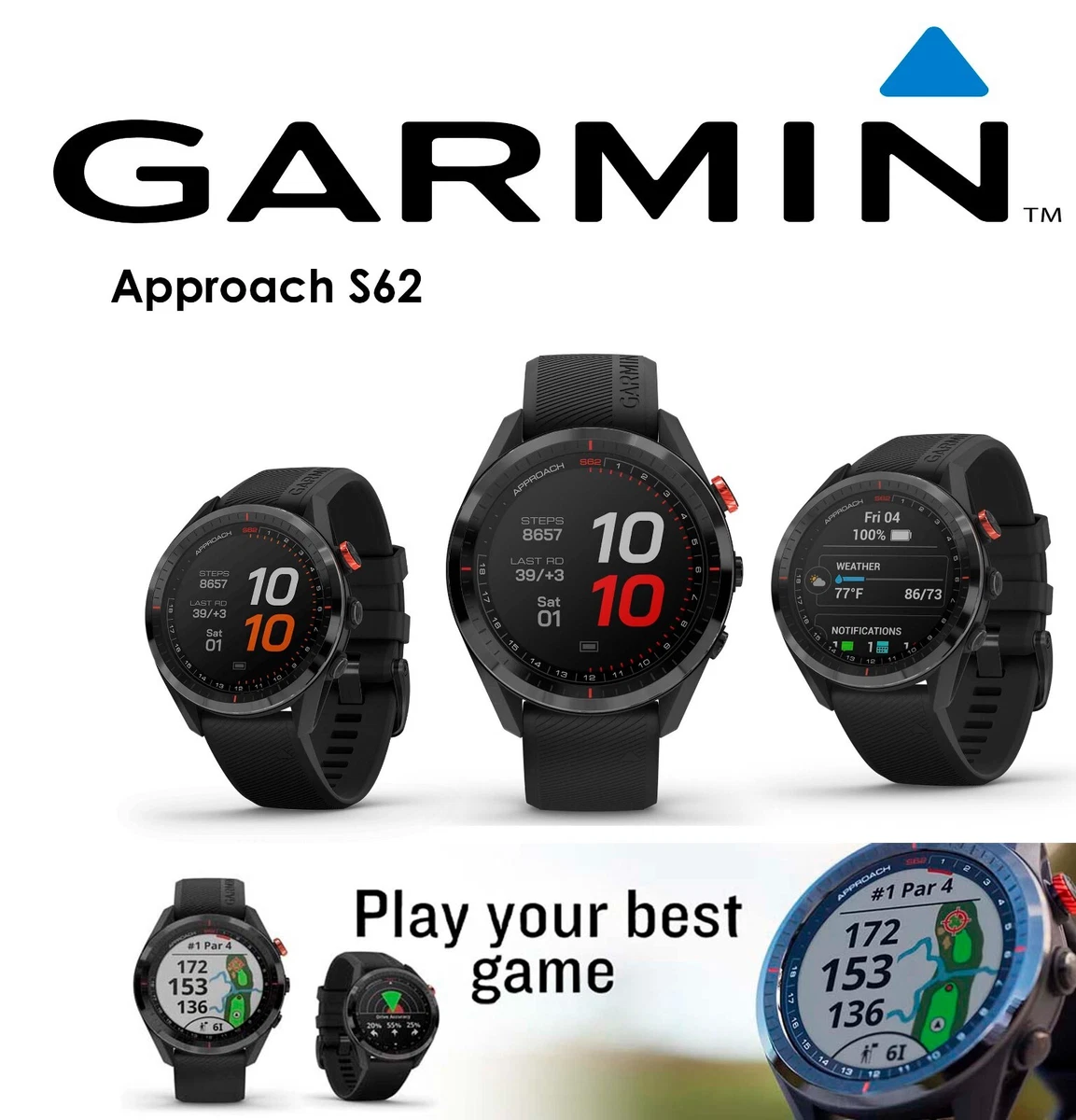 Garmin Approach S62 Premium Golf GPS Smart Watch Ceramic Bezel